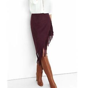 Faux suede Express fringe skirt